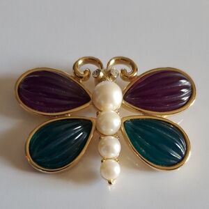 Vtg. Gripoix Butterfly Brooch